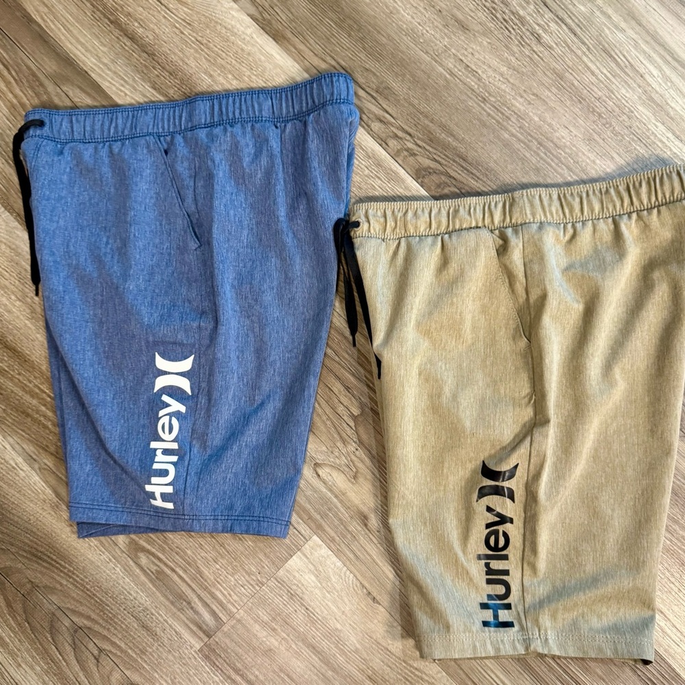 Hurley Athletic Blue and Tan Shorts